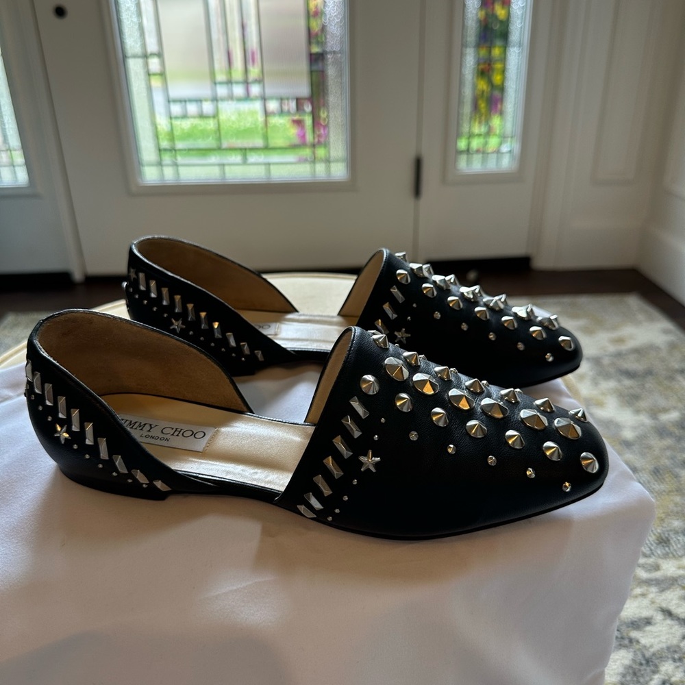Jimmy choo studded leather flats